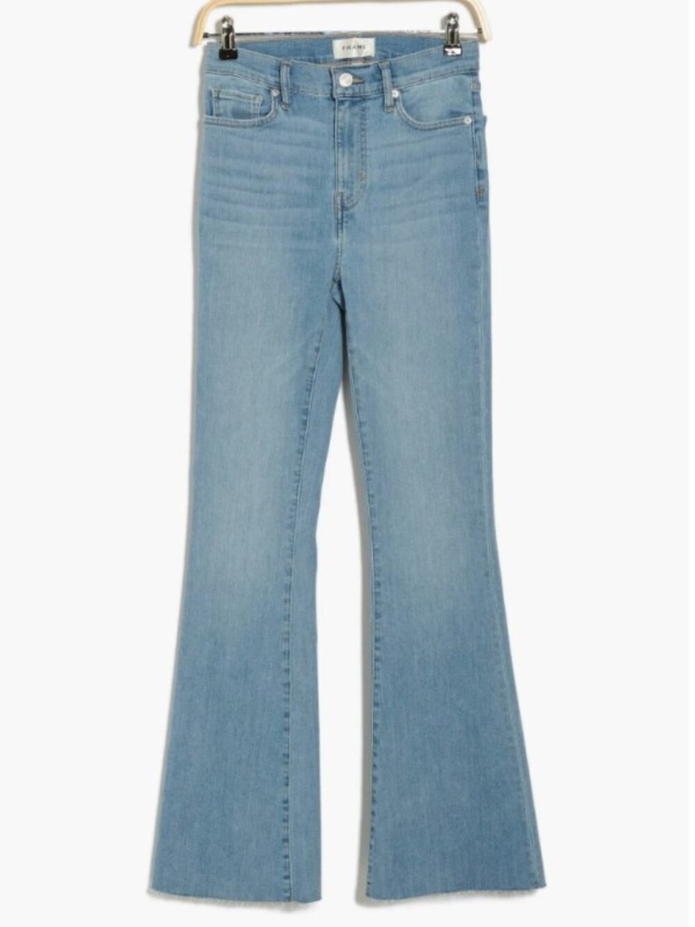 Frame Le Easy High Waist Raw Hem Flare Jeans in Wilson Raw After Sz 28